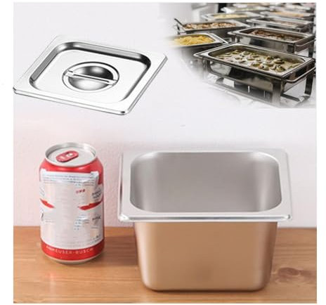 NJDQFA Mahlzeit Zutatenbehälters,Edelstahl Gastro Behälter GN Spülmaschinenfest,Stapelbar Tief Gastronormbehälter,1/6（17.5 * 16.2）,10cm1.2side