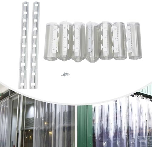 HuKaiL Lot de 7 rideaux à lamelles en PVC - 2 x 0,18 m - Transparent - Imperméable et antistatique - Pour entrepôts, supermarchés