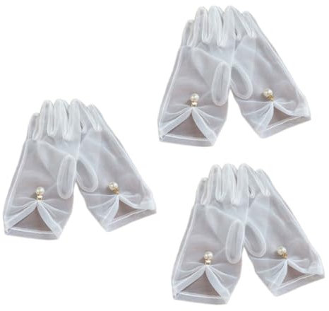 SOIMISS 3stücke Hochzeitsgaze-handschuhe Für Bräute Transparente Spitzenhandschuhe Elegant Für Fotografien Zubehör Für Hochzeiten Weiß