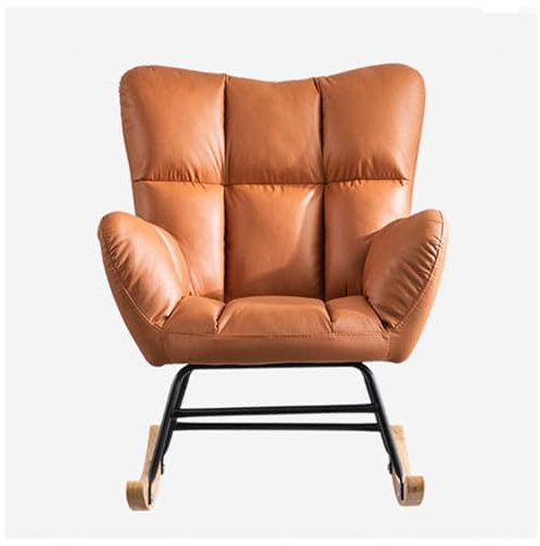HJXBD888 Schaukelsessel mit Armlehnen und gepolsterter Stillsessel Schaukelstuhl Stillstuhl Schaukelstuhl, Belastbarkeit bis 120 kg für Wohnzimmer/Schlafzimmer/Balkon,Brown