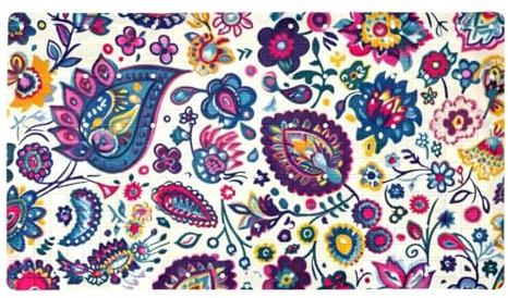Retro Paisley Muster Premium rutschfeste Badewannenmatte Schnell trocknend und Extra Lang Ideal für Erwachsene Frauen PVC-Material mit Saugnäpfen und Abflusslöchern