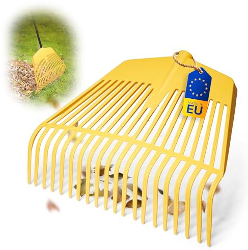 Novatool Laubbesenkopf, 2 in 1 Kombigerät, Laubbesen und Laubgabel mit 26 Kunststoff-Zinken, Arbeitsbreite 60cm, Laubrechen, Gartenbesen, Rasenrechen, Harke für Gartenabfall, Gartengerät ohne Stiel