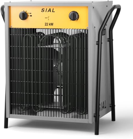 SIAL Industrial Heater Fan 22kW 400V,Space Air Heater Electric Greenhouse | IP24, Radiator with Thermostat,Outdoor,Workshop,Garden,Garage,Large Room,Camping(DA22 charging cord not included )