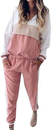 Donna Tuta Sportiva Set Tute da Ginnastica Sportive Complete Felpa Ragazza con Cappuccio Pantaloni Jogging Running Hoodie Sports Sweatshirt Leggera Pantalone (IT, Testo, 4XL, Regular, Regular, Rosa)