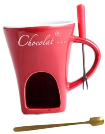 HGZLQKD Fondue Pot Chocolate Melting Pot Kitchen Appliances Cookware Fondue Mug Cheese Fondue Pot for Date Night Gifts Party Wedding, Red