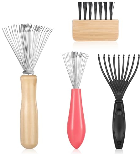 Giantree Juego de 4 cepillos para limpiar el cabello, peine y cepillo, herramienta de limpieza de cepillo para el cabello, esencial para estilista, cepillo de pelo autolimpiante para eliminar el