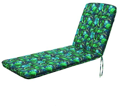 Bjird - Liegenauflage mit Gummibändern, Auflage für Gartenliege 185x60x6 cm - Polsterauflage für Sonnenliege, Auflagen für Deckchair - wasserdicht, doppelseitig - Blaue Blätter