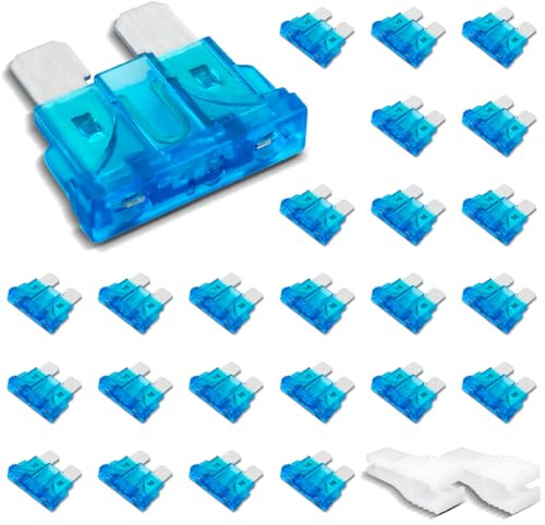 Innfeeltech 25 Pcs Standard Size Automotive Fuse, Flat Car Fuse 15A with 2 Plastic Clips for Car, Truck and Motorbike