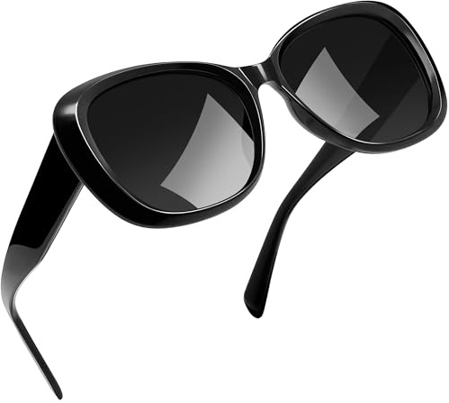 Joopin Übergroße Sonnenbrille Damen Große Modische Butterfly Design und Elegante Polarisierte Sonnenbrillen Acetat Cat-Eye UV400 mit Oversized TR90 Rahmen zum Reisen und Fahren (Schwarz)