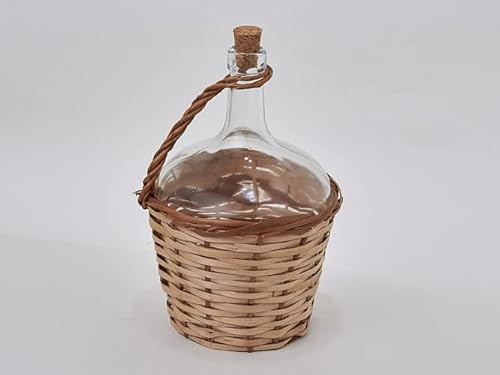 Ardosia Glasballon mit Korb 2L – Handgefertigte Flasche mit Naturkorken & Weidenummantelung – ideal für Hydrolate, ätherische Öle, Wasser oder Deko