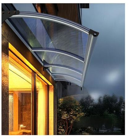 Auvent pour porte extérieure, protection contre la pluie et les UV, coupe-vent, abris de jardin, polycarbonate et cadre en aluminium, 110 x 320 cm
