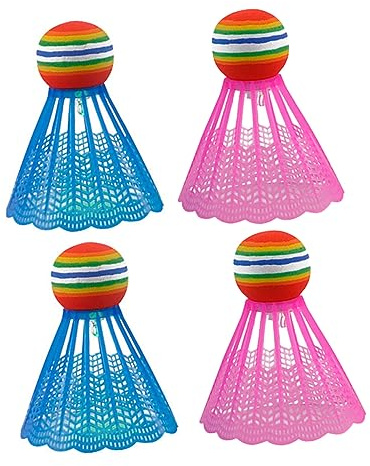 Abaodam LED Nylon Federbälle für Badminton mit Hoher Stabilität und Blauem Design 4 Stück Sportzubehör für Schule und Indoor Unterhaltung
