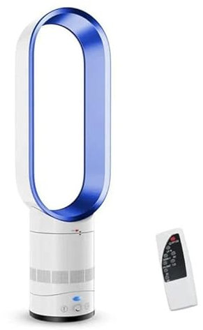 18 Inch Tower Fan, Bladeless Fan Oscillating 80°, Portable Air Purifier Standing Fans, with Remote Control, 8H Timer, 8 Speeds, LED Display One Button Switch, Indoor Home Bedroom Office (blue)