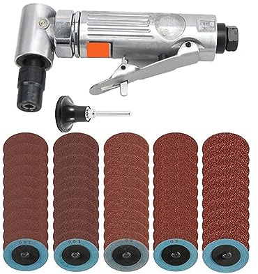 Pulidora húmeda, Mini amoladora de ángulo de aire 1/4, pulidora neumática de 90 grados, máquina de grabado, Kit de herramientas de tallado con discos de lijado(With 51pcs set)