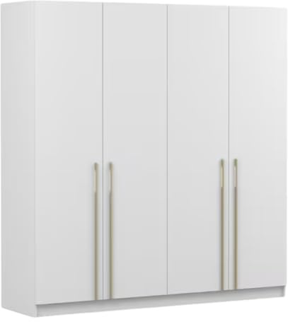 Fabryka Mebli Idźczak Drehtürenschrank 57×200×210 cm, 4 Türen, Holzgriffe, 2 Kleiderstangen Plus Einlegeböden, ABS-Kanten, HDF-Rückwand, Stauraum Schlafzimmer - Imoebel24