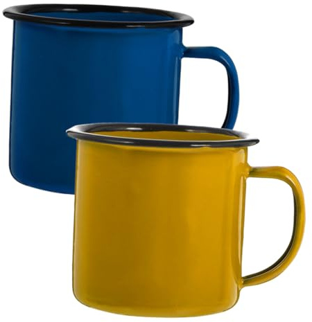 Toyvian Juego de 2 Tazas de Esmalte Retro para Beber, Fáciles de Transportar y Prácticas, Ideales para Casa y Oficina Diseño Sencillo y Estilizado