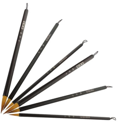 Generico Set di 6 Pennelli per Calligrafia Cinese Tradizionale Setole Naturali Penne a Pennello per Calligrafia Portatile Assorbimento Inchiostro Fluido per Principianti e Artisti