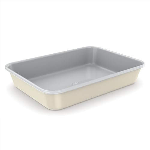 Zoha Backblech Rechteckig mit Keramik-Antihaftbeschichtung - PFAS- und PTFE-frei, 34,5 x 24,3 x 6,2 cm, Aluminium, Hitzebeständig bis 290°C - hohes Backblech in Beige