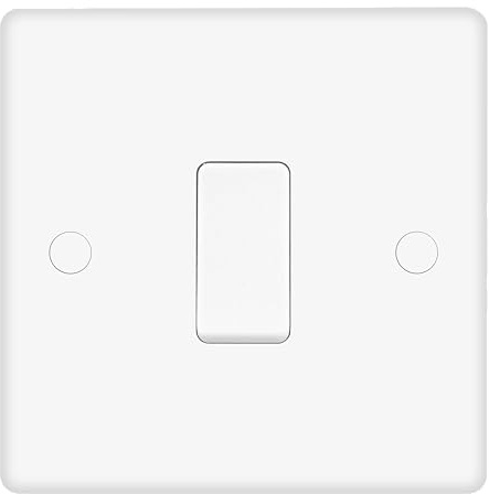EVOGES Vector 1 Gang 2 Way 10AX Light Switch – White, SP Rocker, Gloss Finish (1 Gang)