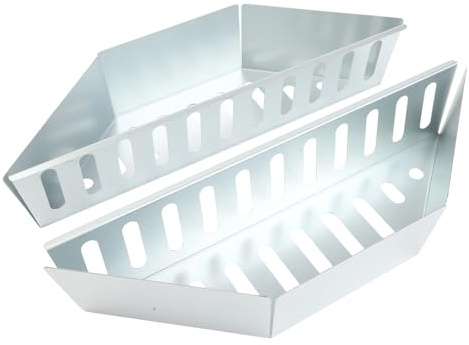 Lawnoval Cestas de carbón de acero inoxidable para parrillas de barbacoa, paquete de 2, 0,6 mm de grosor, compatibles con briquetas y astillas de madera, diseño que ahorra espacio