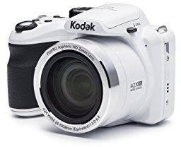 KODAK Pixpro AZ422 - 20 MP Digital Bridge Camera, 42X Optical Zoom, 24mm Wide Angle, 720p HD Video, Optical Image Stabilizer (OIS), Built-in Flash, 3-Inch LCD Screen, Li-ion Battery - White (Renewed)