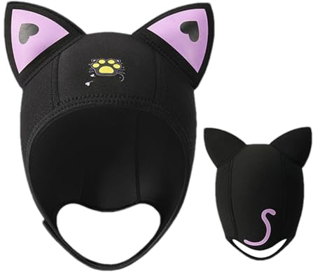 Cappuccio per Immersioni – Cappuccio in Neoprene con Orecchie da Gatto, Copertura per la Testa Subacquea, Accessorio per da 3 mm, Morbido Copricapo Impermeabile, Comodo Cappello da Snorkeling |