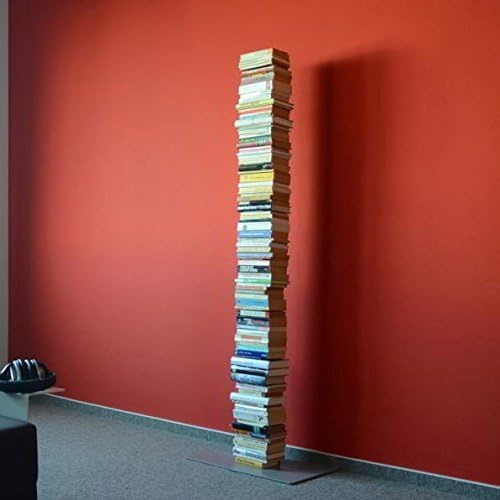 Radius Design Booksbaum Single Stand Groß Silber – Standregal aus pulverbeschichtetem Stahl, 170,5 cm hoch, platzsparendes Bücherregal mit Fuß & Einlegeböden, modernes Design (735C)