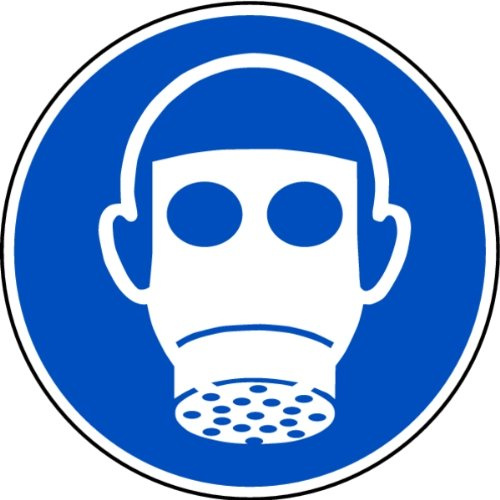 LEMAX® Aufkleber Gebotsschild, Atemschutz benutzen M017 DIN EN ISO 7010 Folie selbstkl. weiß Aufdruckfarbe: blau, 200mm