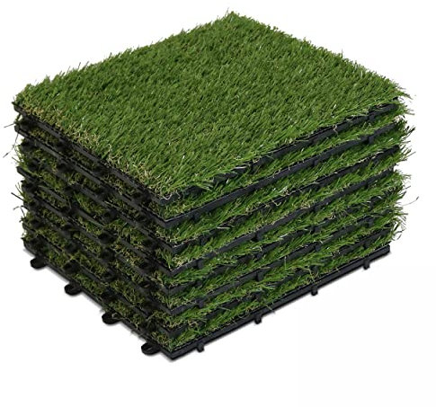 Oviala Lot de 8 Dalles clipsables en Gazon Artificiel