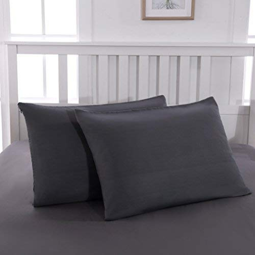 QZY 2er Pack Kissenbezug 50x75cm Hochwertig & Qualitäts Kissenhülle mit Reißverschluss 100% Microfaser Dunkelgrau