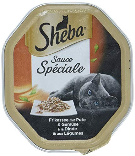 Sheba Katzenfutter Nassfutter Sauce Spéciale mit Frikassee mit Pute & Gemüse in Sauce, 1 x 85g Schale