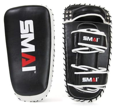 SMAI Essentials Muay Thai Pads (Pair) - Leather Kickboxing, MMA, Karate and Martial Arts Strike Shield, Punch and Kick Protection Training Gear - Made for Men, Women and Youth