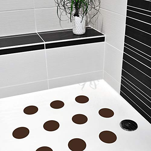 AnTina TAPES® Antirutsch Pads Dusche Aufkleber (10 Stück, 9cm ø, braun) | pflegeleicht, selbstklebend, für Dusche & Badewanne, spurlos entfernbar, inkl. Reinigungstuch, geprüfter Rutschschutz