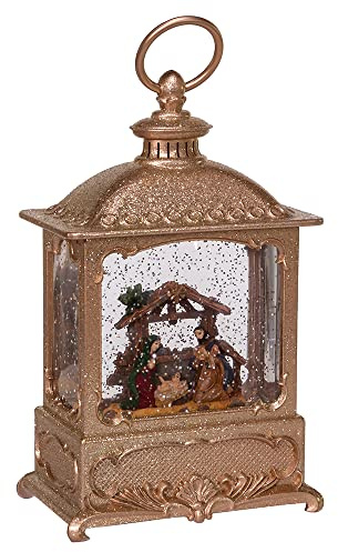 Kurt S. Adler 8.75-Inch Battery-Operated LED Swirl Nativity Scene in Water Lantern Vela de Agua, Multicolor