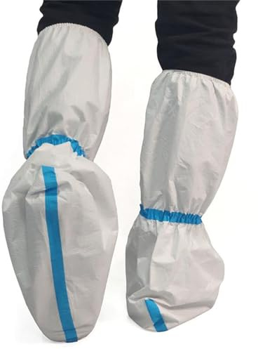 ZMDREAM Hazmat Boot and Shoe Covers 6 Pairs Disposable Knee High Booties Non-Slip and Waterproof White 18 inches Tall
