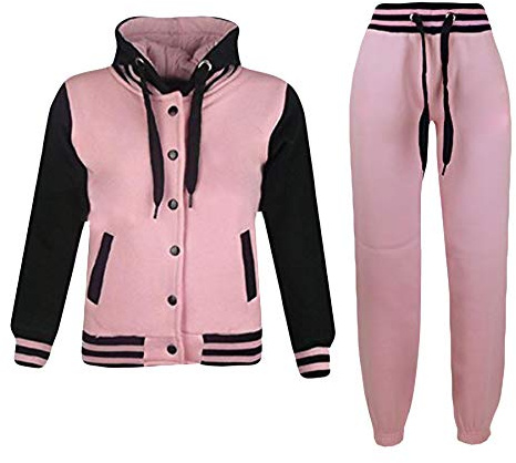 A2Z För Kids Träningsdräkt Flickor Pojkar Baseboll Enfärgad Topp Byxor - T.S B.B Plain Baby Pink & Black 11-12