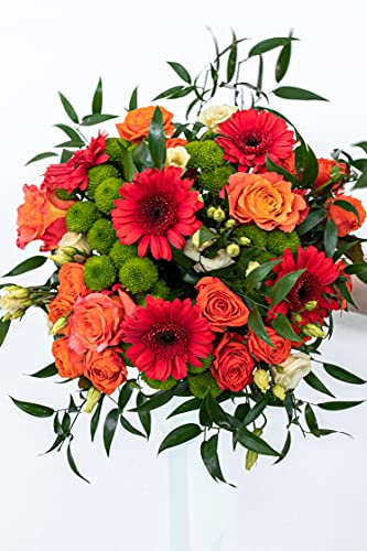 KENTIS - Bouquet di Rose, Gerbere e Rose a Grappolo - Mazzo di Fiori Freschi a Domicilio in Italia