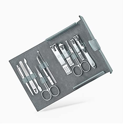 Kit de corte de uñas Clippers de uñas, kit de pedicura 11 en 1 kit de uñas de acero inoxidable con pinzas y tijeras, conjunto de manicura profesional, kit de aseo con recortadora de clavos Conjunto de