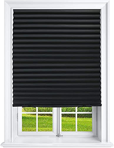 Blackout Pleated Temporary Paper Shades (6 Pack) 36 x 69 Cut to Size Room Darkening Cordless Blinds Light Filtering Easy Install No Tools
