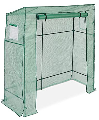 Relaxdays Serra da Giardino, Orto Verticale, Porta Avvolgibile, Coltivare Piante, Verdure, Fiori, 197x197x77 cm, Verde, Ferro