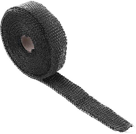 Auspuff-Hitzefolie, Auspuffkrümmer-Hitzefolie, Glasfaser-Hitzeschildband, 5 M Auto-Isolierband, Auspuff-Hitzefolie mit 4 Edelstahl-Kabelbindern für Auto und Motorrad(Schwarz)