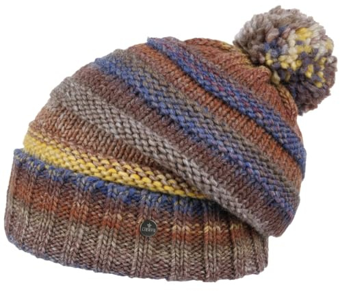 LIERYS Fauske Bommelmütze Damen Herren Pudelmütze mit Schurwolle Made in Germany Gestrickt Oversize Wollmütze Herbst Winter braun One Size