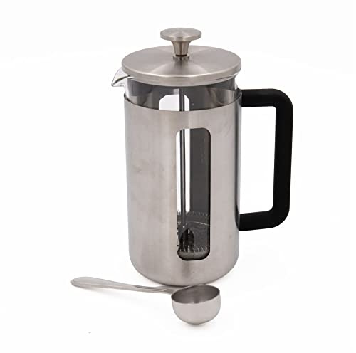 La Cafetière 8 Cup Pisa Brushed Stainless Steel Cafetière and Coffee Measuring Scoop Set