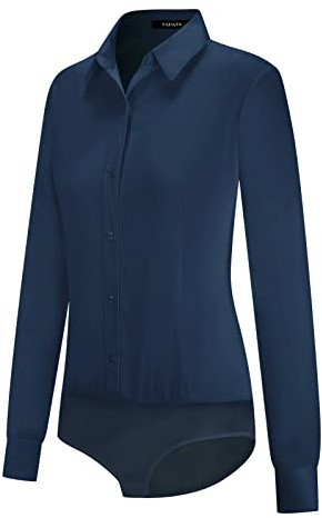 Tapata de las Mujeres Blusa Body con Botones, de una Sola Pieza, de Manga Larga, Camisa de Trabajo de Oficina sólido, Tops Casuales