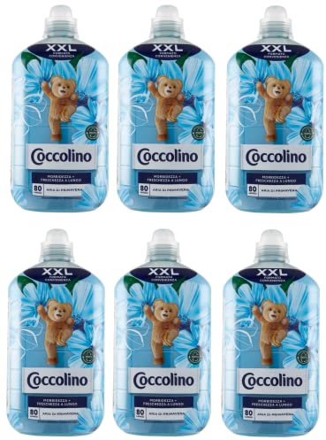 6x Coccolino Ammorbidente Concentrato Aria di Primavera Convenience-Format XXL Konzentrierter Weichspüler Frühlingsluft 80 Wäschen 2Lt