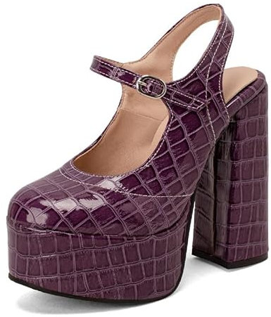 JIEEME Microfibra moda rotonda fibbia delle dita cinghie sandali donna tacco tacco tacco super alto sera party décolleté per le donne grandi dimensioni 35-46 Z682T, Lilla, 38 EU
