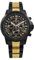 LOUIS XVI Palais Royale Men's Watch Chronograph 43 mm Swiss Quartz Movement Stainless Steel Bracelet Bi-Colour Black Gold Dial Carbon Real Diamonds Roman Numerals 1091