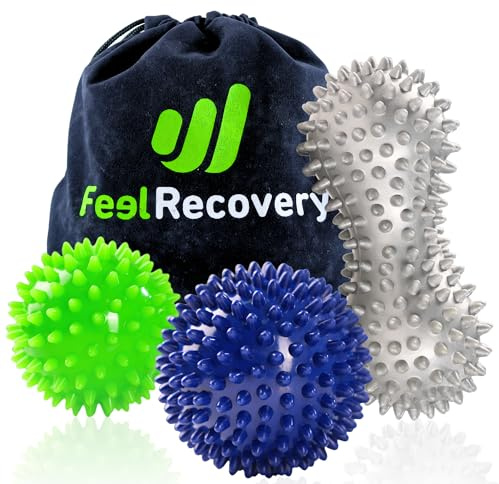 Pack 3 Pelotas de Masaje con Pinchos para Fascitis Plantar, Reflexología Podal y Liberación Miofascial - Bolas Masajeador Muscular Rehabilitación, Alivio del Dolor Manos, Pies y Piernas