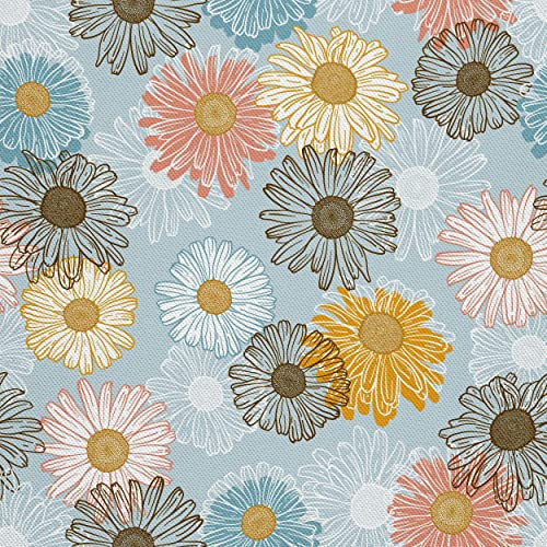 HEKO PANELS Stoff Oxford Wasserdichte Meterware Canvas-Stoff Polyester Stoff Zum Nähen Nähstoffe Dekostoffe Wasserabweisend Blickdicht Gänseblümchen Blumen 1 Meter 155 x 100 cm