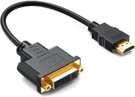 MMOBIEL Adattatore da HDMI a DVI - Bidirezionale - Da Femmina DVI-I Dual Link a Maschio HDMI - Cavo Convertitore per Monitor, PC, TV, Gioco, Proiettore - 1080p Full HD 60Hz - Connettore Dorato 0,3 m